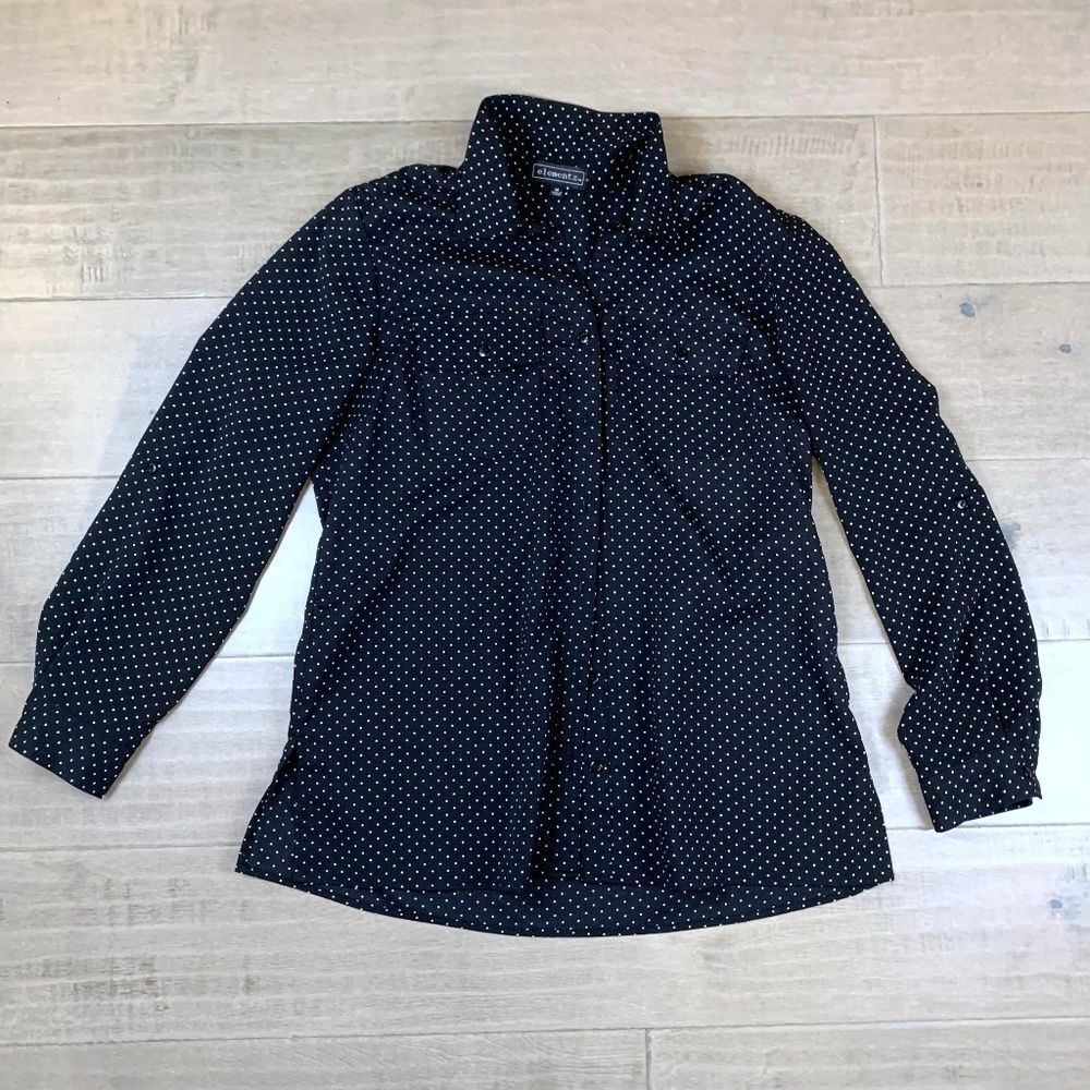 Elementz Polka-dot Collared Long Sleeve Blouse